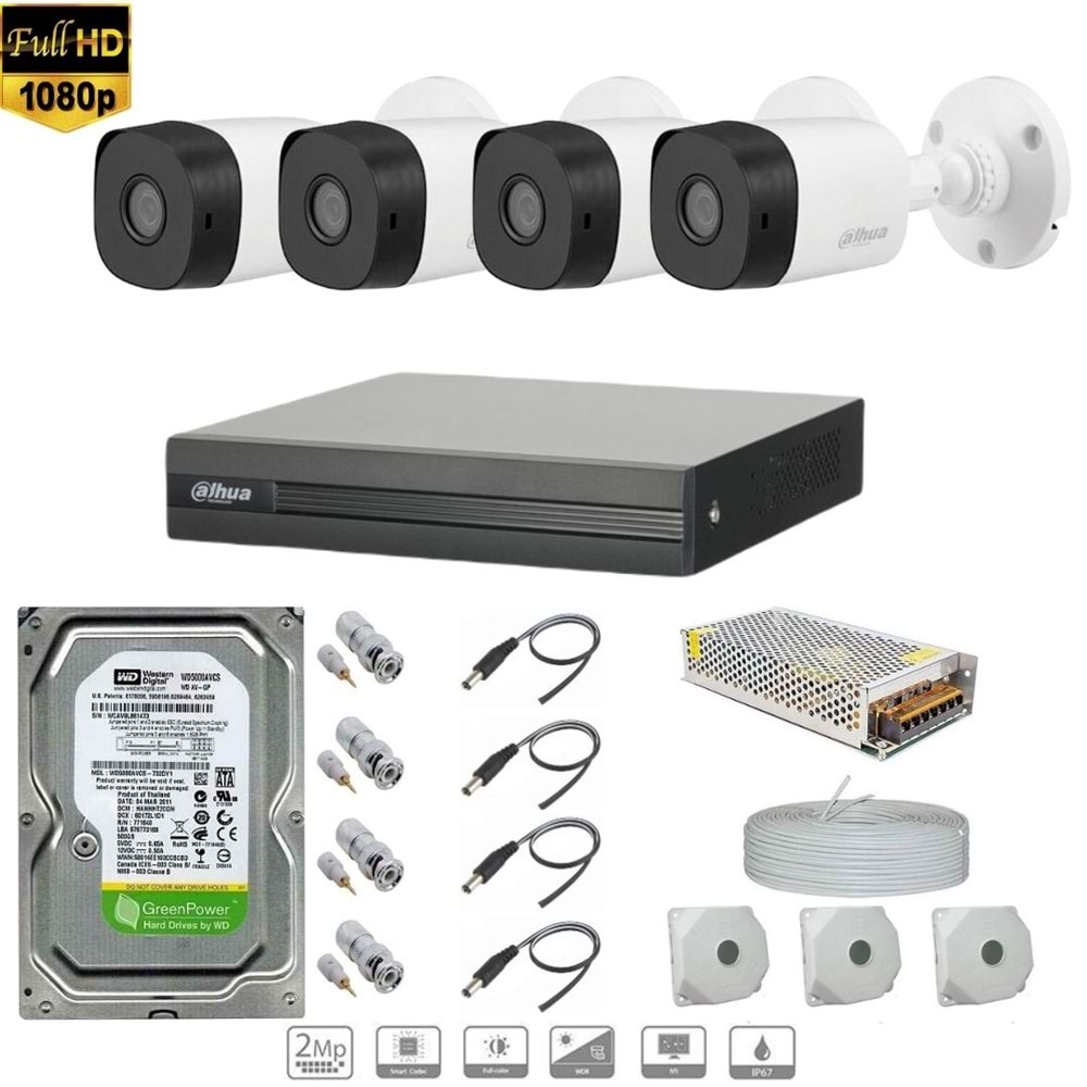 DAHUA FULL HD 4 KAMERALI SET