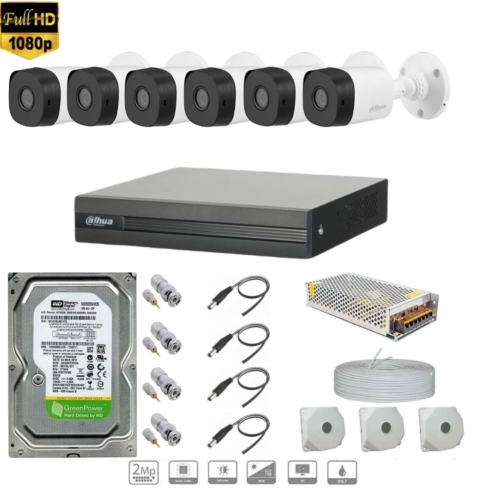 DAHUA FULL HD 6 KAMERALI SET