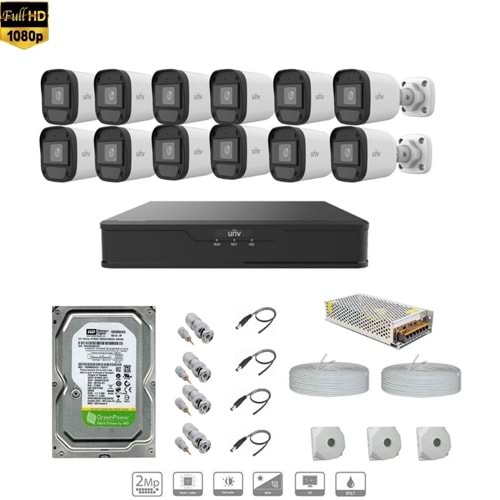 UNIVIEW FULL HD 12 KAMERALI SET