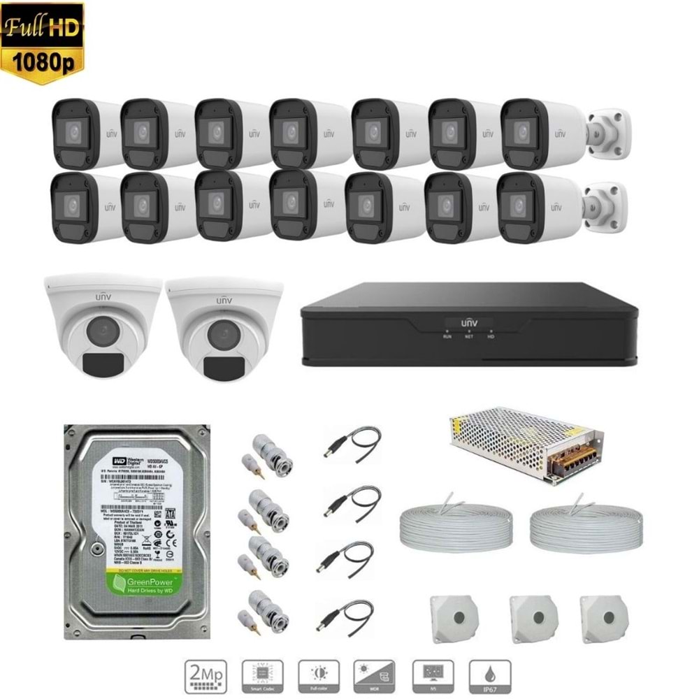 UNIVIEW FULL HD 16 KAMERALI SET