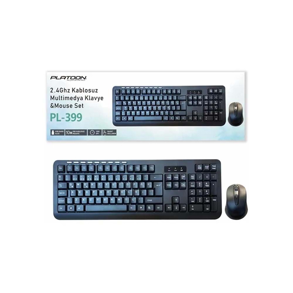 PLATOON PL-399 KABLOSUZ MULTIMEDYA KLAVYE & MOUSE SET SİYAH