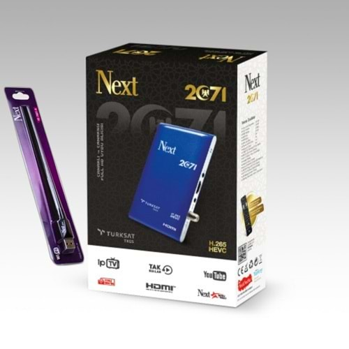 NEXT 2071 (H.265 HEVC) HD UYDU ALICISI & USB Wİ-Fİ ANTEN ADAPTÖR YOUTUBE İP TV