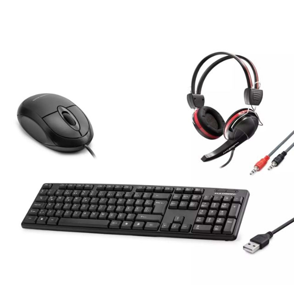 HADRON QSET KABLOLU SET MOUSE(HDX3252) Q KLAVYE(HDX2603) KULAKLIK(HD1105)